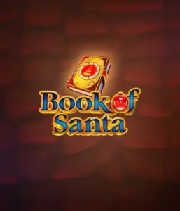 Experience the holiday spirit with the Book of Santa game by Endorphina, featuring an intricately designed golden book decorated with Santa's iconic symbol. This image conveys the magic and mystery of Christmas, set against a cozy red background. Great for those who love Christmas-themed slots, delivering a charming adventure. 